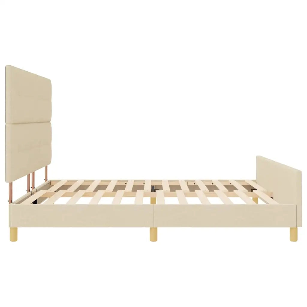 Struttura del letto con testiera Crema 200 x 200 cm Tessuto