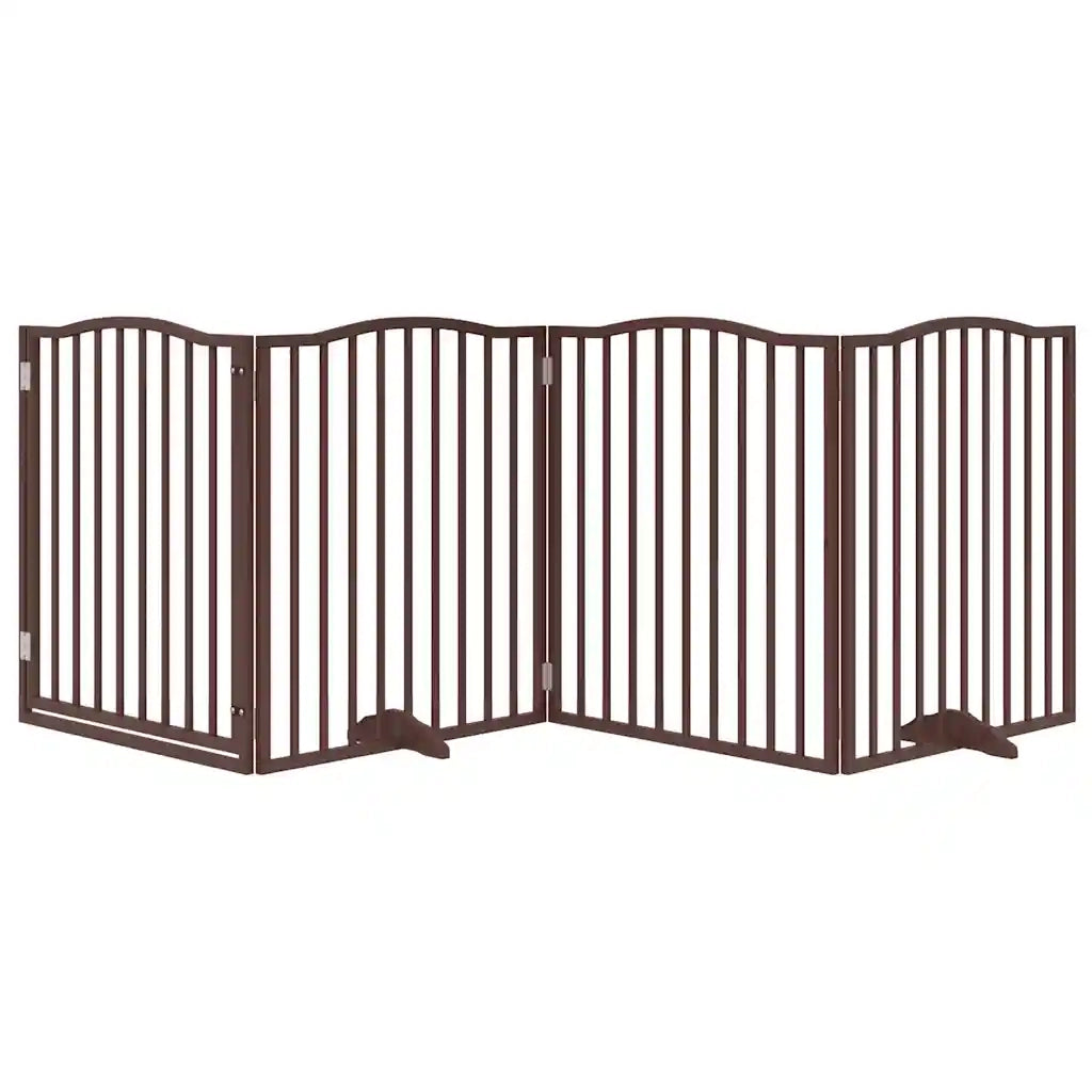 Cancello Cani Porta Pieghevole Marrone 4 Pannelli 320cm Pioppo CFW2200744
