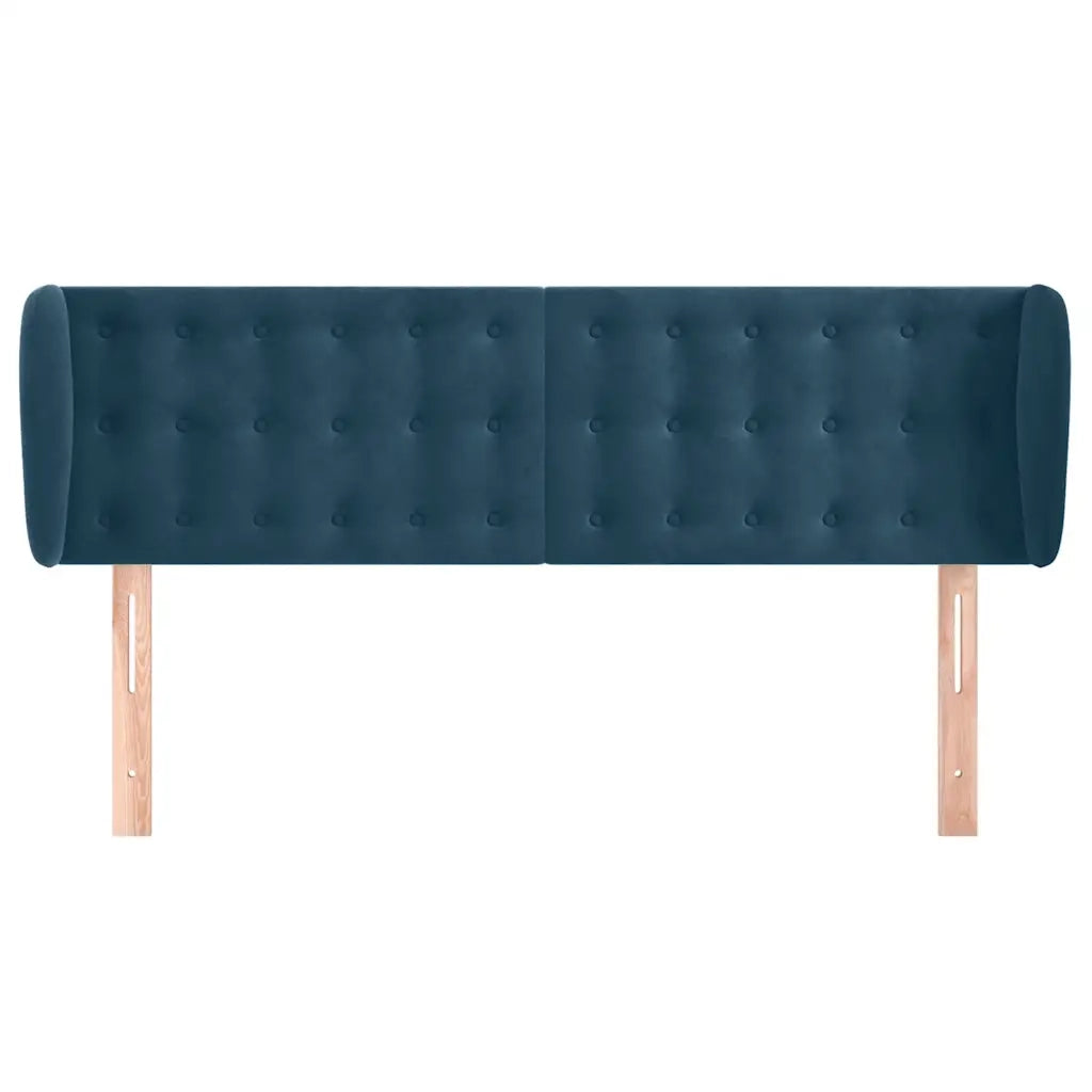 Testiera | Testata ad Orecchio Blu Scuro 147x23x78/88 cm in Velluto