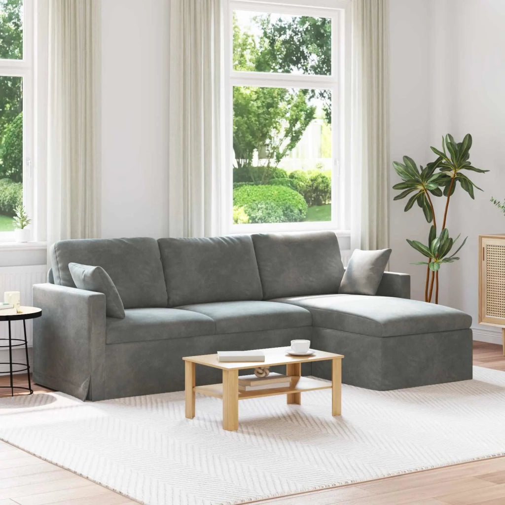 Divano Grigio scuro 198 x 134 x 80 cm Velluto