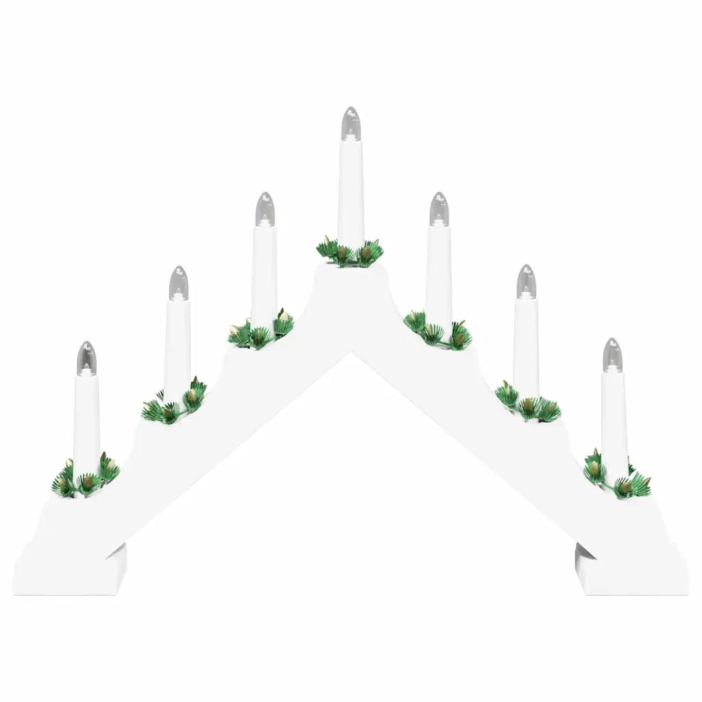 Ponte con Candele di Natale con 7 LED-Decorazioni natalizie Bianco 39.5 x 5 x 29 cm
