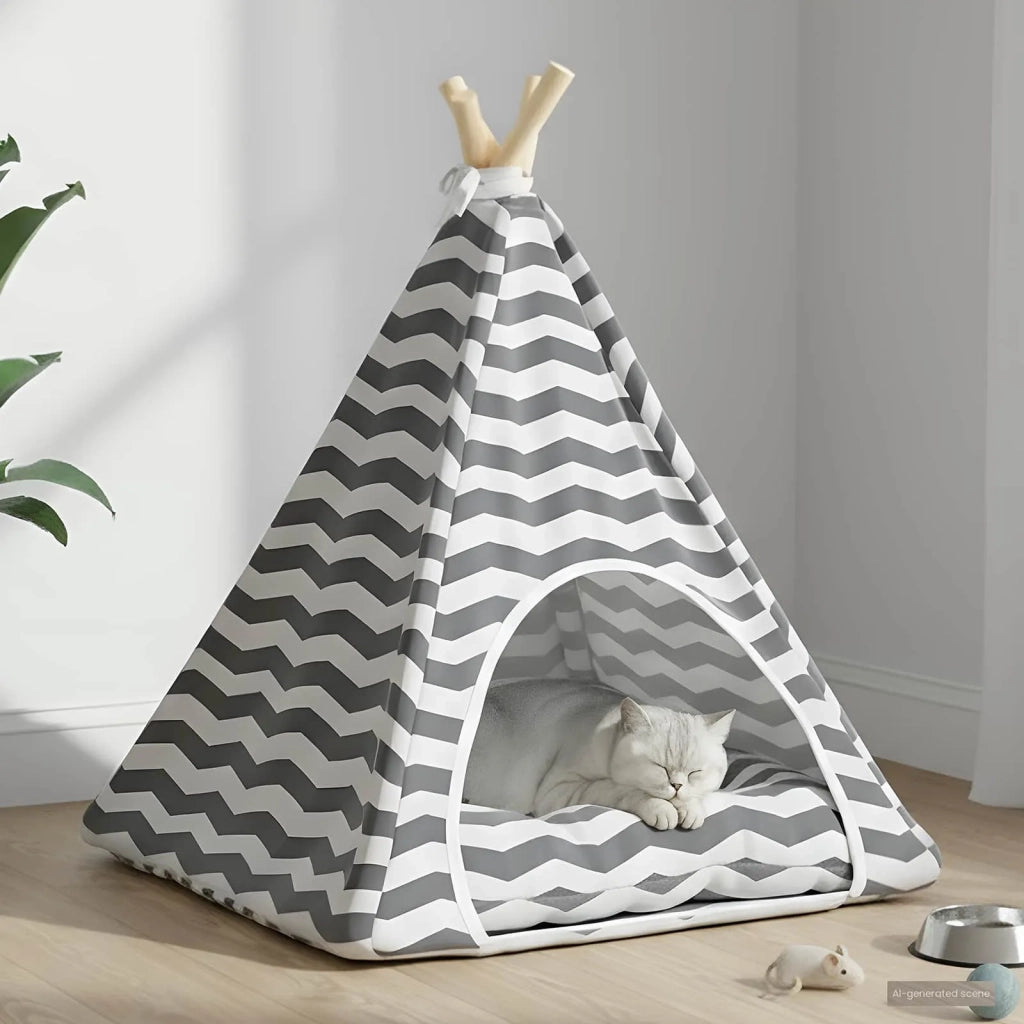 Tenda per animali con cuscino Bianco e Grigio 50 x 50 x 60 cm CFW8448347