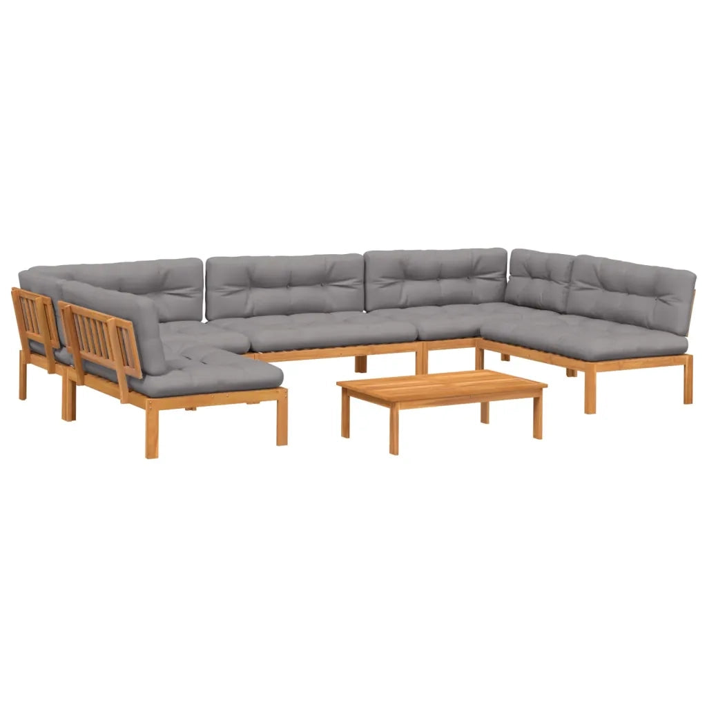 Set Divano Pallet da Giardino 6 pz con Cuscini Massello Acacia