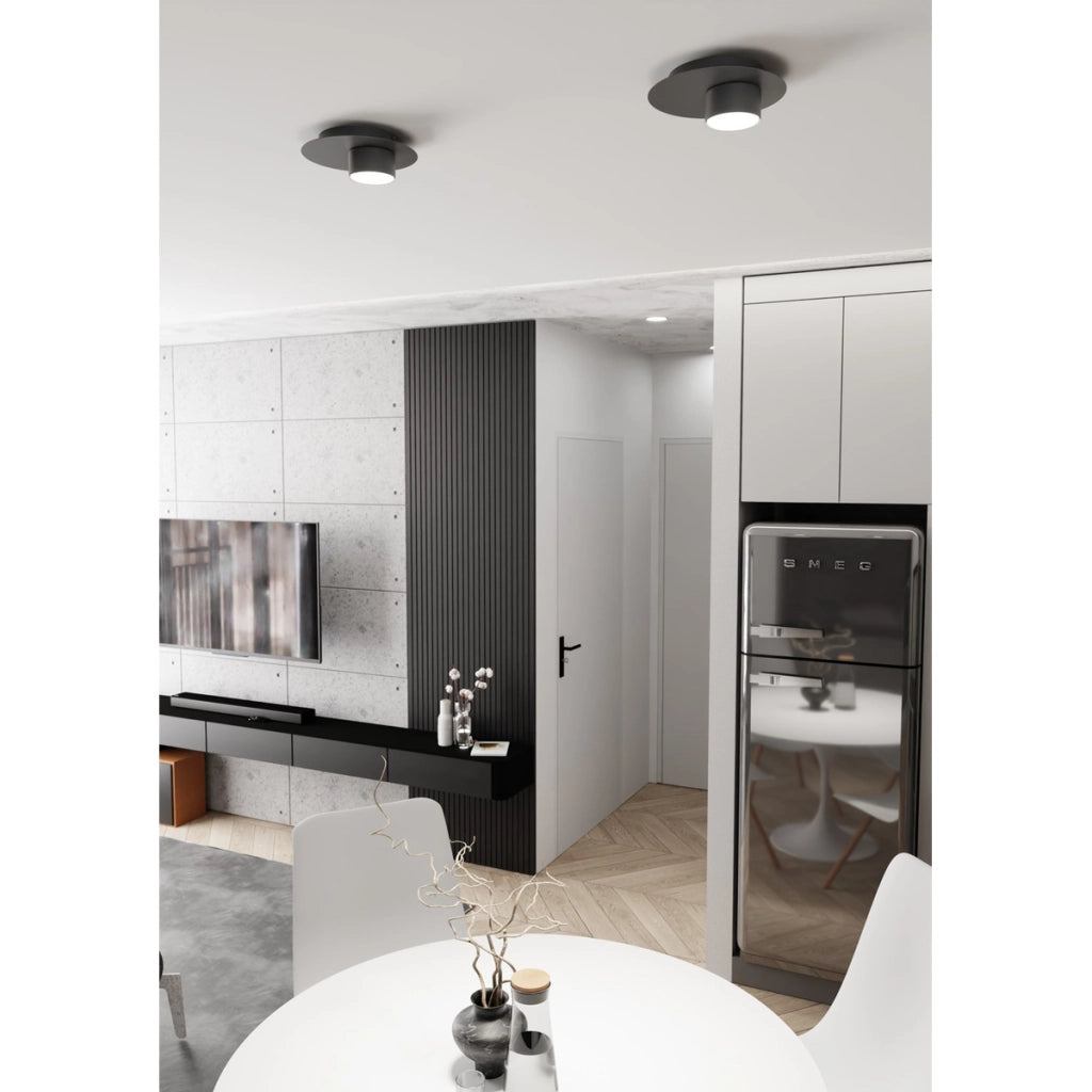 Lampada da soffitto Bolx in acciaio nero opaco