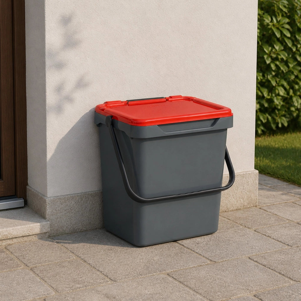 Contenitore per Rifiuti Foscas, Pattumiera Capacità 37 lt Made in Italy, 40x31x39h cm Rosso