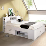 Letto alla francese Conching, Sommier per camera da letto, Giroletto per stanza, Struttura porta materasso, 150x219 h95 cm, Bianco