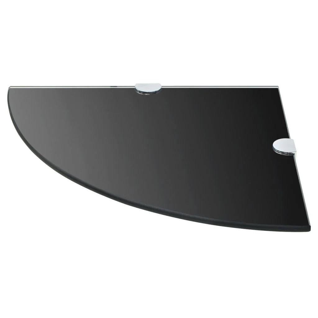Mensola angolare con staffe cromate e vetro nero 35 x 35 cm 2702221/2