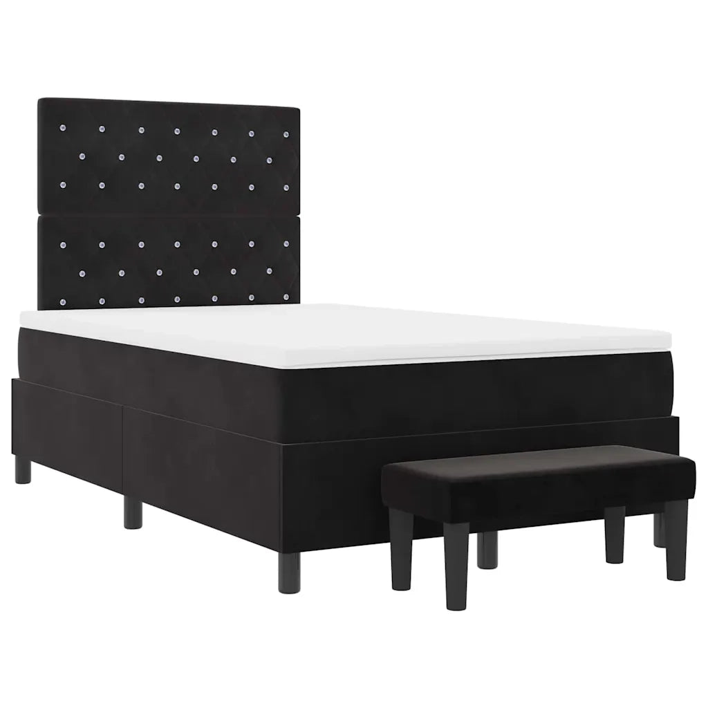 Letto a molle con materasso Nero 120 x 190 cm Velluto 3344434
