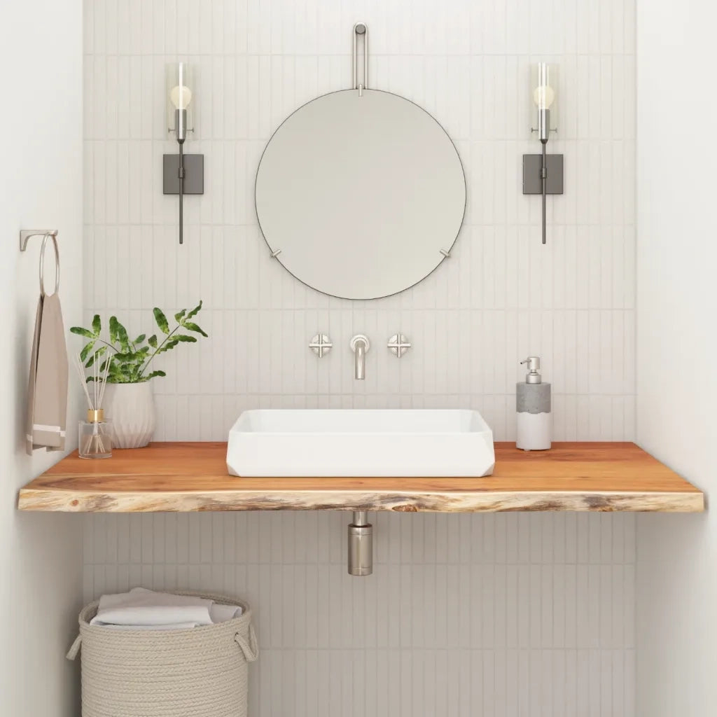 Piano Bagno 120x60x3,8 cm Rettangolare Legno Massello di Acacia 370312