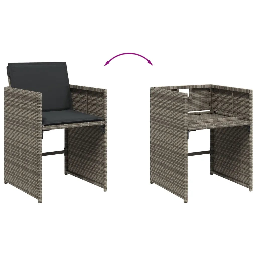 Set da Pranzo da Giardino 11pz con Cuscini in Polyrattan Grigio 3277921