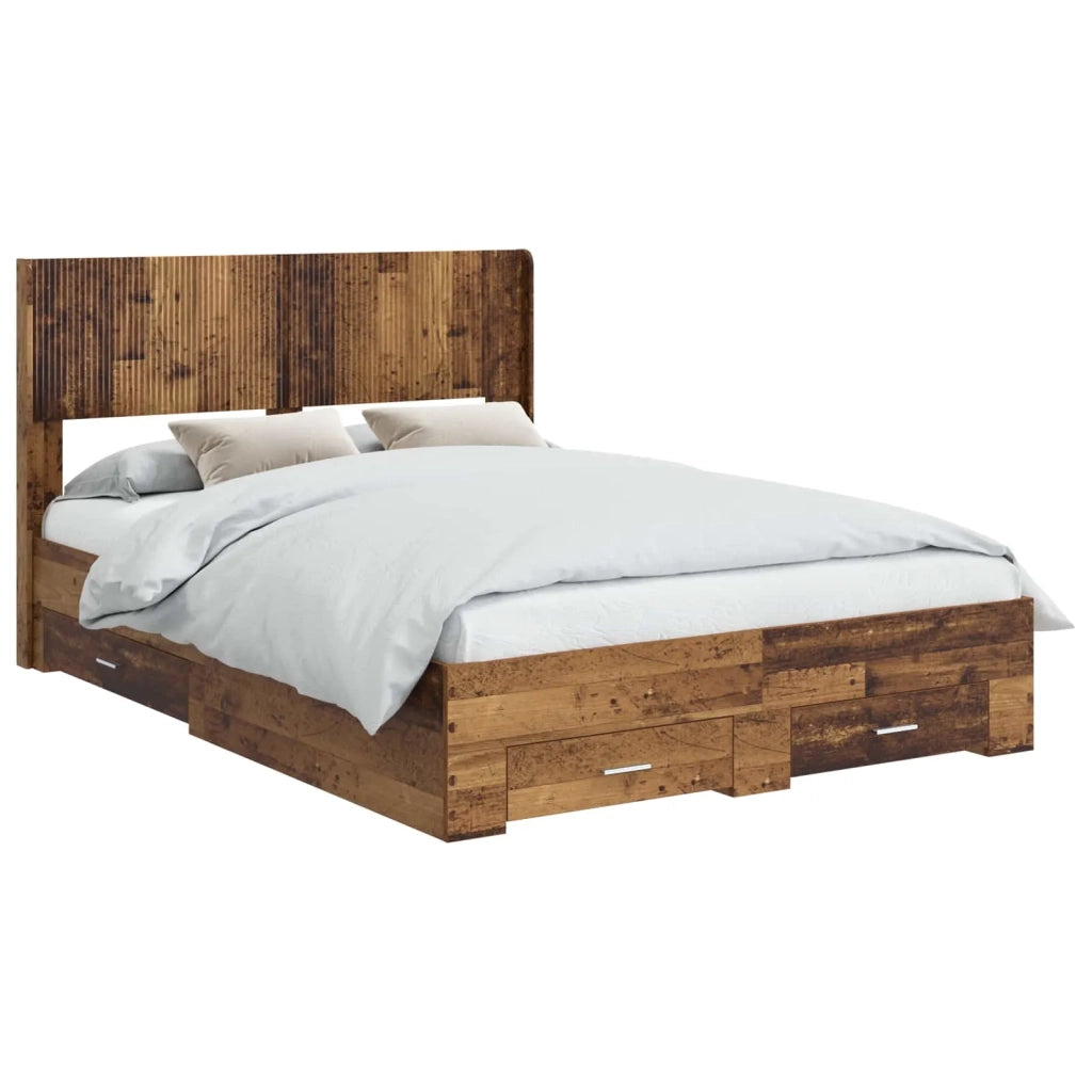 Struttura del letto con stoccaggio e testata Legno antico 3414497