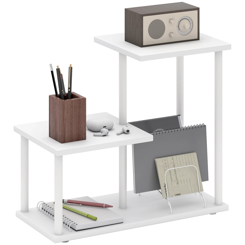 Libreria 3 Livelli in Legno e Metallo per Scrivania ¨C zephmum ¨C 40x20x34,5 cm Bianco