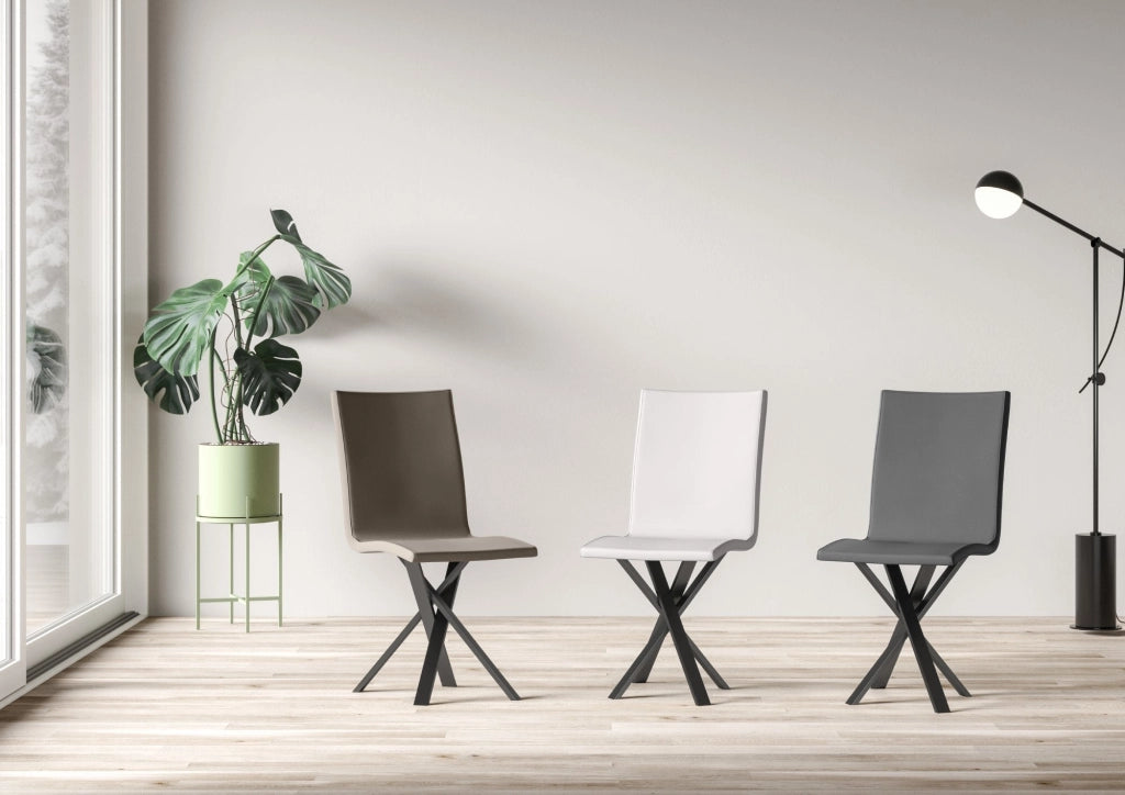 Sedia 40/44x42x86 cm Aury gambe Antracite in Similpelle Bianca