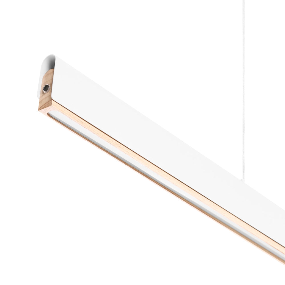 Lampada a sospensione a LED, base in ferro bianco paralume in legno, stile scandinavo dimmer da soffitto lunghezza del cavo regolabile