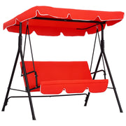 Balancelle 3 Posti con Cuscini ¨C zephmum ¨C Acero Nero, Poliestere Rosso, 172x110x152 cm