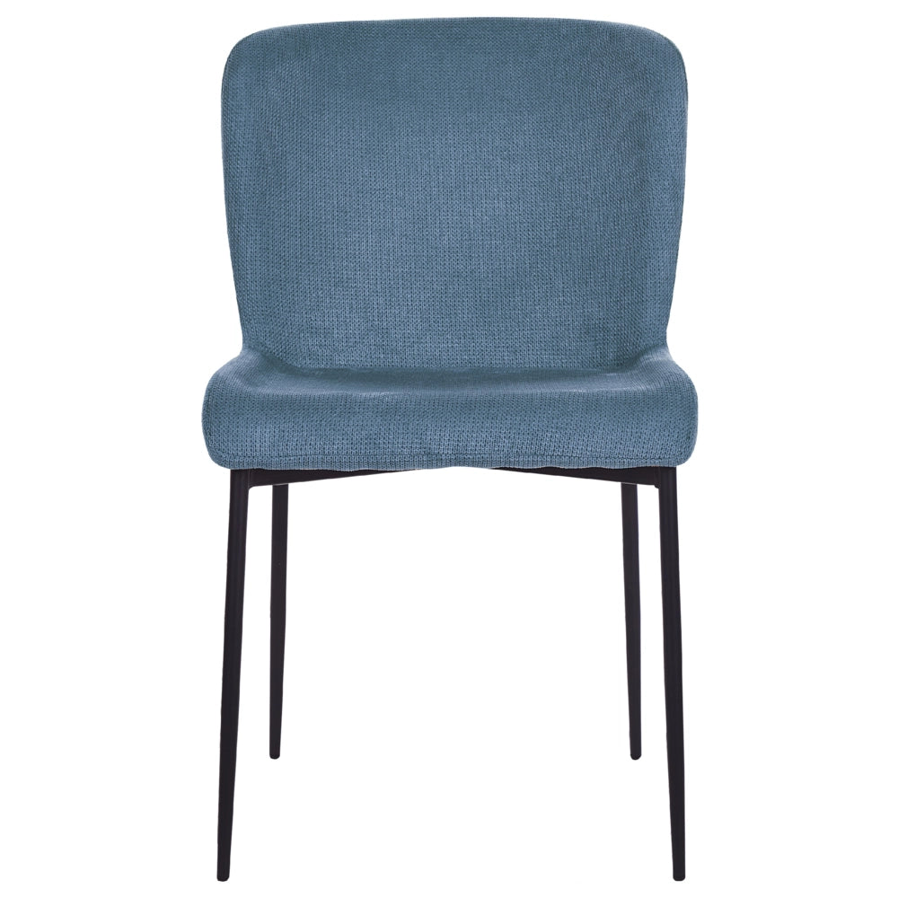 Set di 2 sedie da pranzo in tessuto poliestere con texture a maglia blu soggiorno e camera da letto