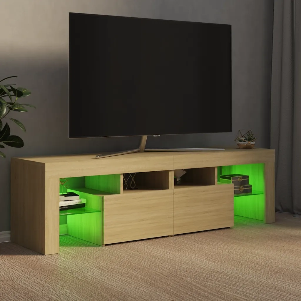 Mobile Porta TV con Luci LED Rovere Sonoma 140x36,5x40 cm 804367