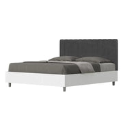 Letto matrimoniale contenitore 160x190 bianco frassino testata microfibra grigio Kaia