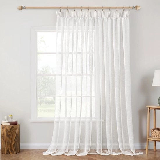 Gordini trasparenti con ruches - 300 x 225 cm bianchi - per camera da letto e soggiorno - stile moderno