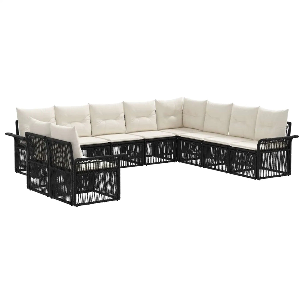 Set Divano da Giardino 10 pcs Nero polyrattan 3434875