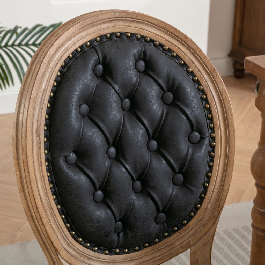 SEDIA Da pranzo Set da 2 pezzi Schienale ovale in PU Nero