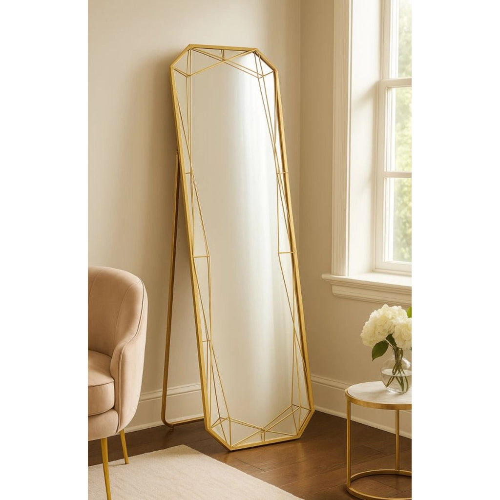 Specchio da Terra VKH1052, Oro, Vetro, 46x2x153 cm