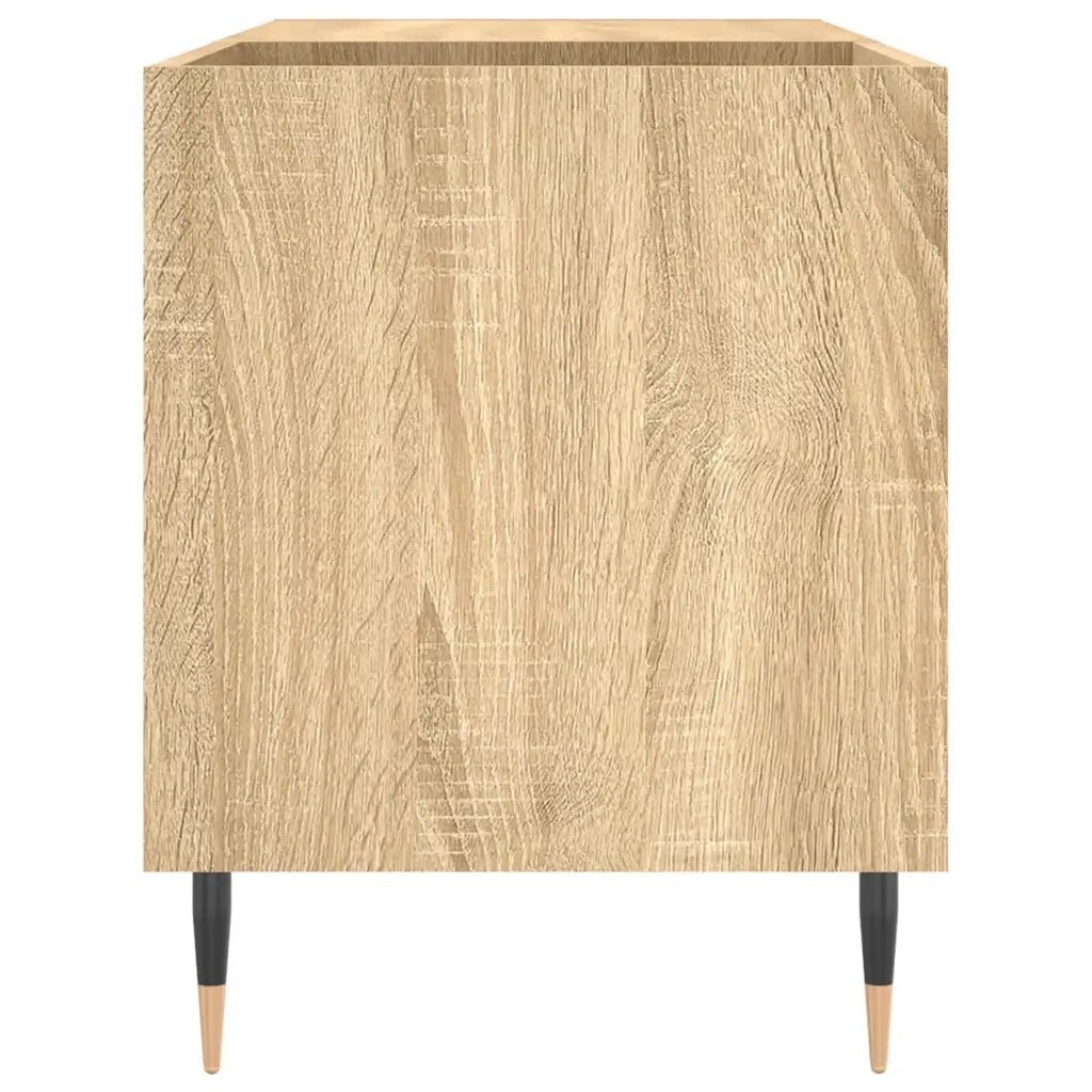 Mobile porta dischi pratico e classico 85 x 38 x 48 cm ampio spazio contenitivo stile industriale legno di rovere Sonoma 02_0049103