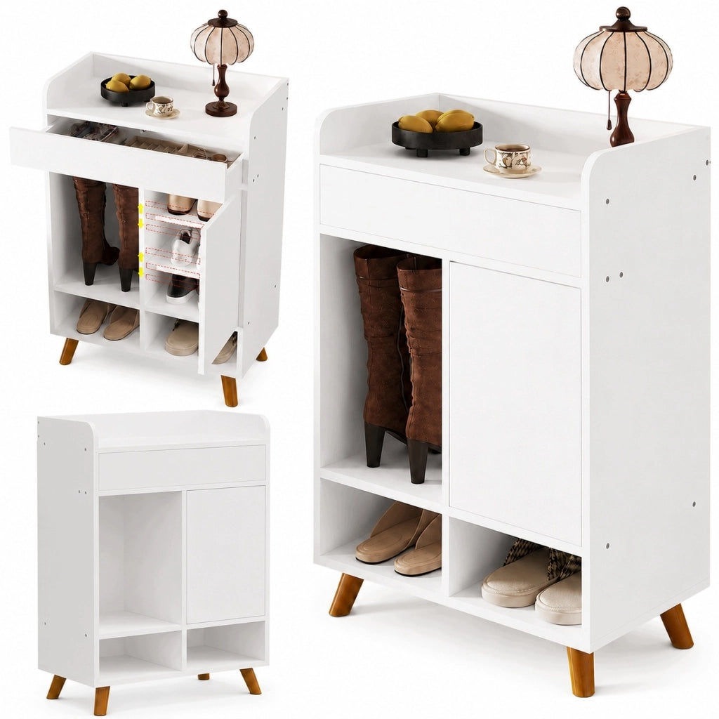 Comò moderno bianco capiente con spazio per le scarpe e cassetto da 60 cm