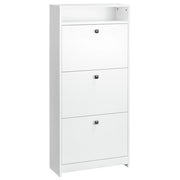 Scarpiera 3 Scomparti in Legno Bianco 60x24x132 cm