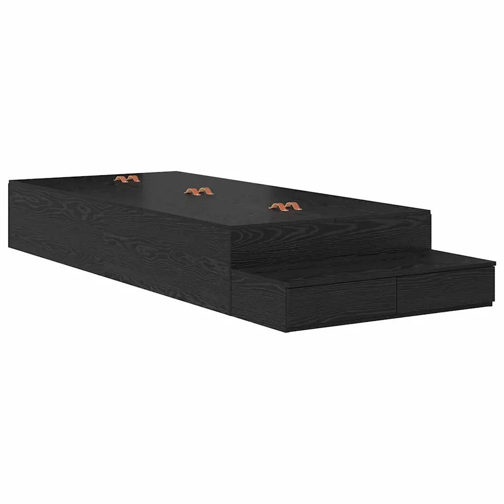 Struttura letto con contenitore con cassetto Rovere Nero 80 cm 3335598
