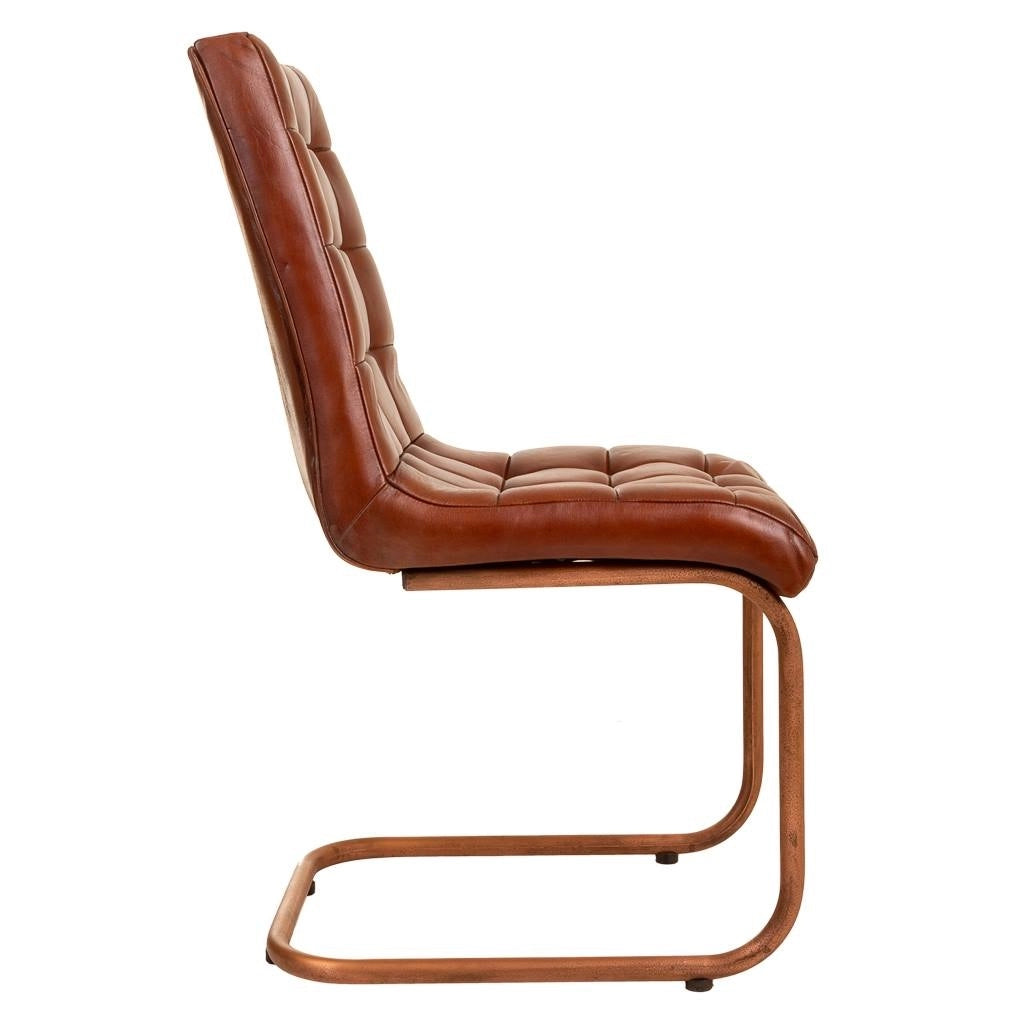 Sedia in metallo e pelle marrone 46x46x93h