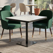 Tavolo quadrato 80x80 base nera e piano effetto marmo bianco Key