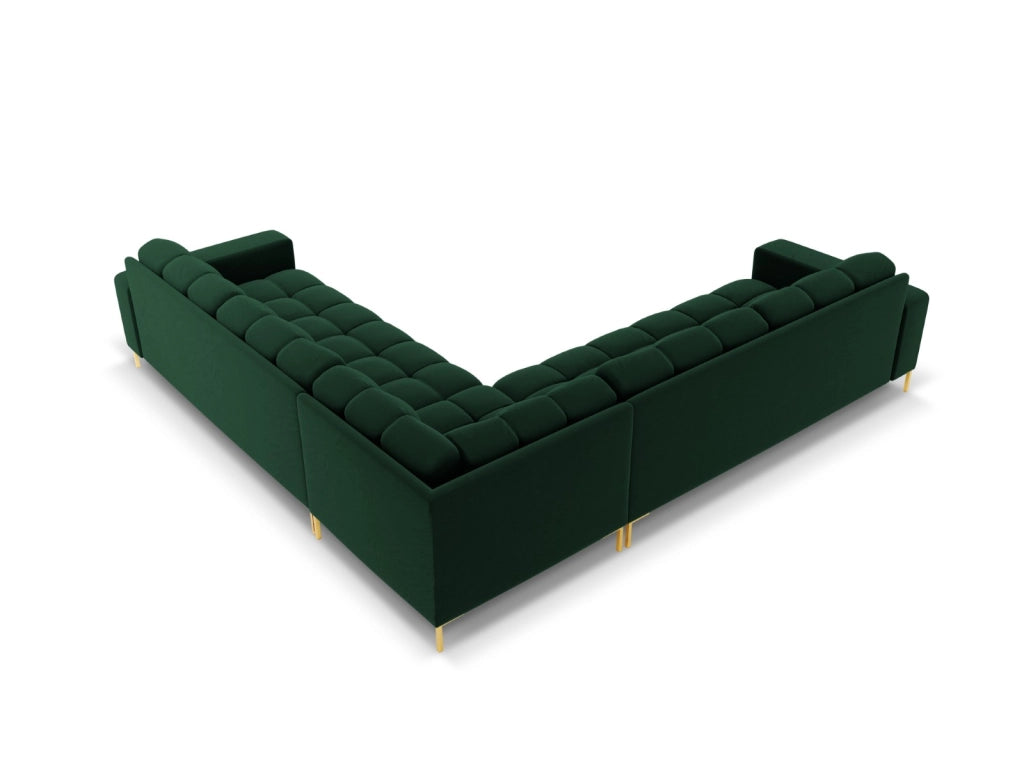 Cosmopolitan Design - Divano angolare reversibile "Bali" 6 posti in velluto verde bottiglia 