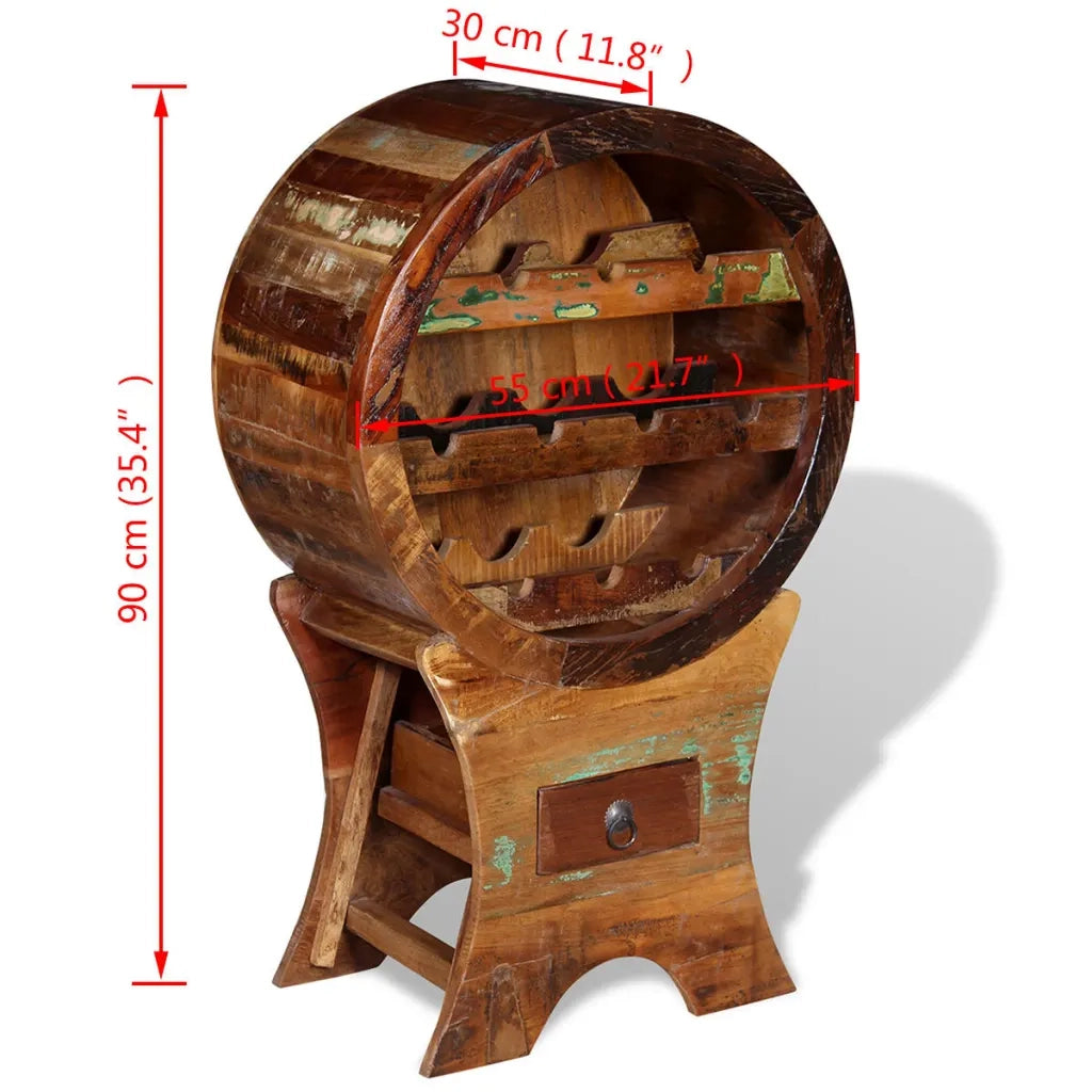 Portavini da 10 Bottiglie in Legno Massello di Recupero 243973