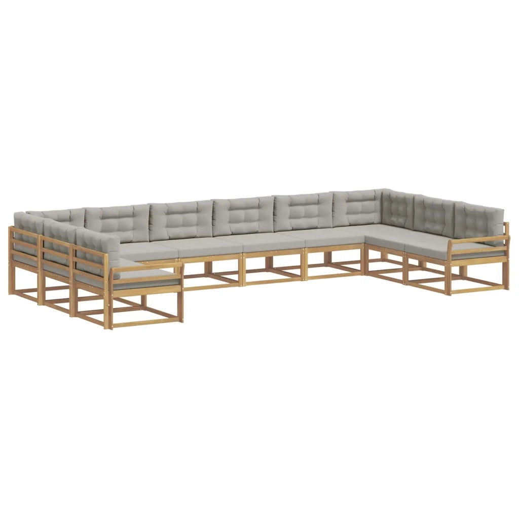 Set di divani da esterno 10 pz Bianco e Grigio Chiaro 3387105