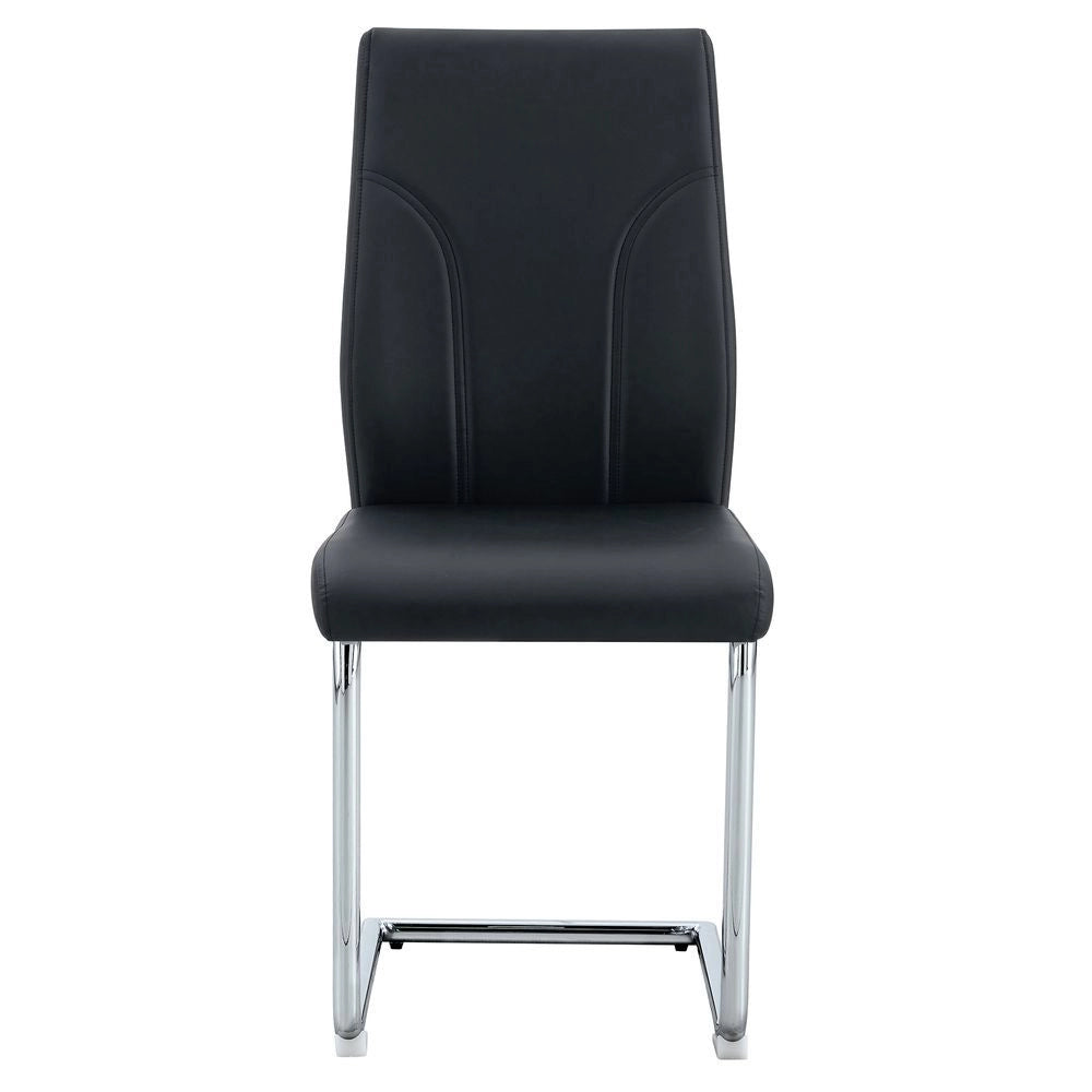 Set 2 sedie da pranzo - Xylo - PU nero gambe argento