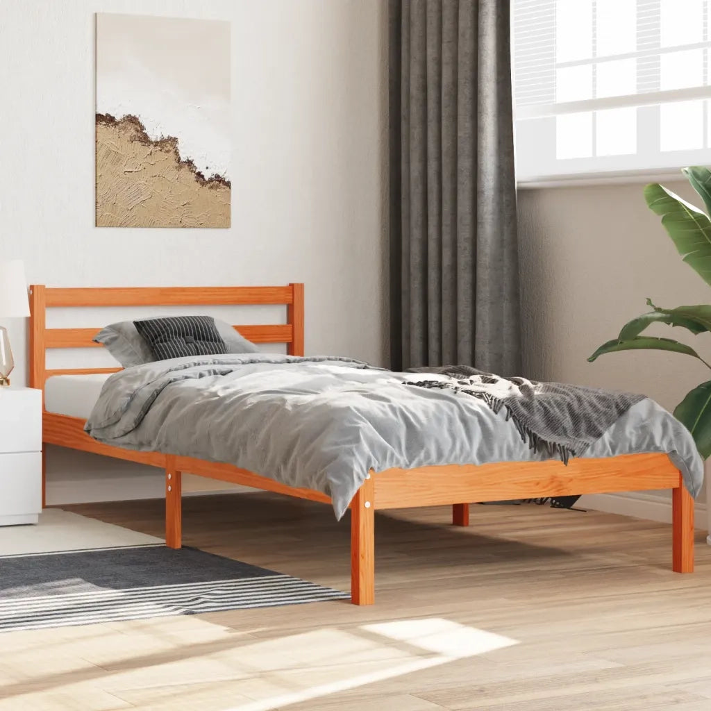 Letto senza Materasso-Struttura Letto Marrone Cera 90x200 cm Legno di Pino 146653