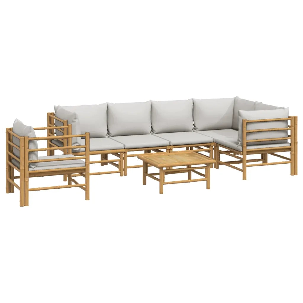 Set Salotto da Giardino 7pz con Cuscini Grigio Chiaro BambÃ¹cod mxl 76285