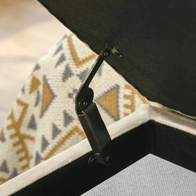 PANCA CONTENITORE RETTANGOLARE CON SEDUTA IMBOTTITA E GAMBE IN ACCIAIO, 110X44X49 CM, BEIGE