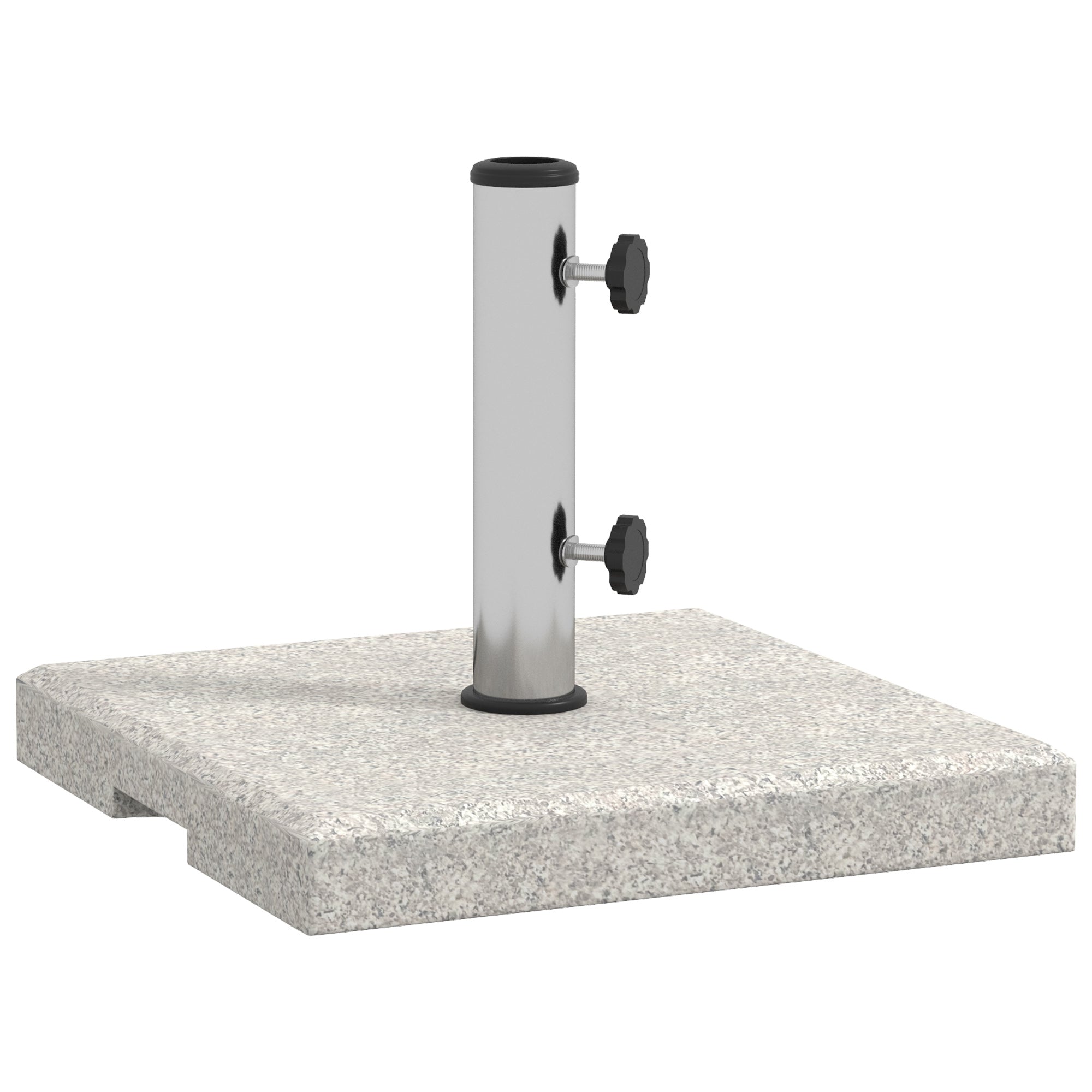 Base per Ombrellone da Giardino 25kg 38x38x38 cm in Granito e Acciaio Inox Grigia