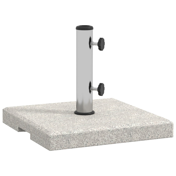 Base per Ombrellone da Giardino 25kg 38x38x38 cm in Granito e Acciaio Inox Grigia