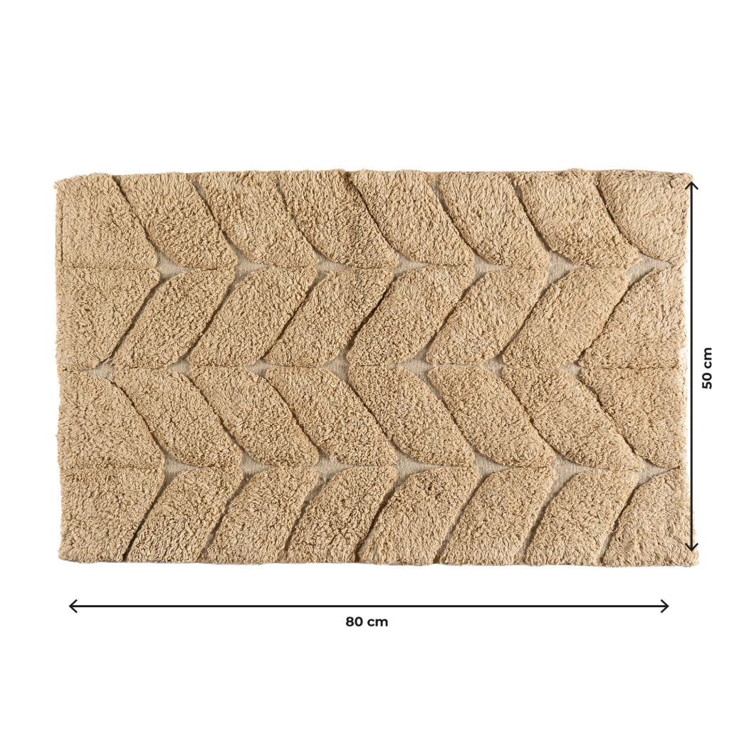Tappeto Bagno Antiscivolo In Cotone Effetto Rilievo Assorbente, Morbido, Lavabile in Lavatrice 50x80 / 60x120 cm Beige - 50x80 cm