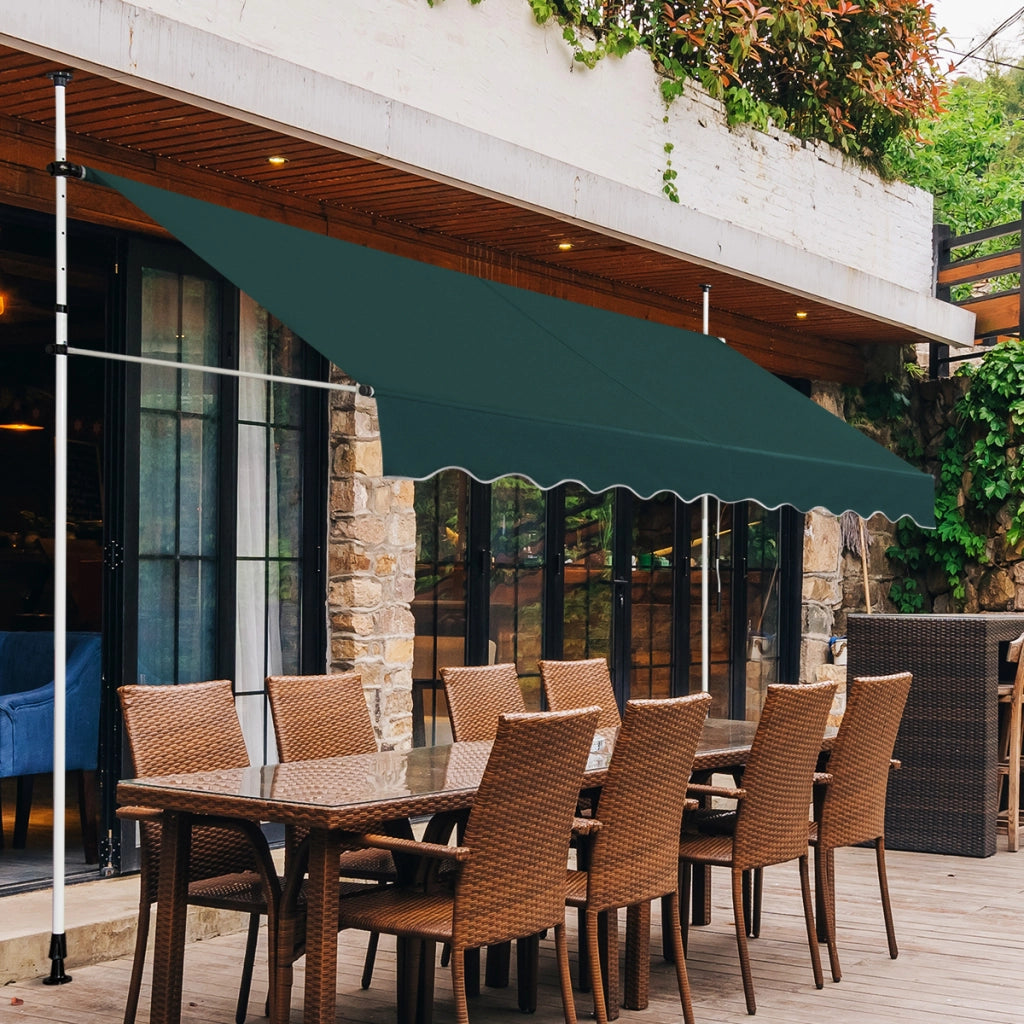 Tenda da sole telescopica e retrattile, Tenda parasole resistente ai raggi UV impermeabile 300 x 120 cm Verde-Tende parasole
