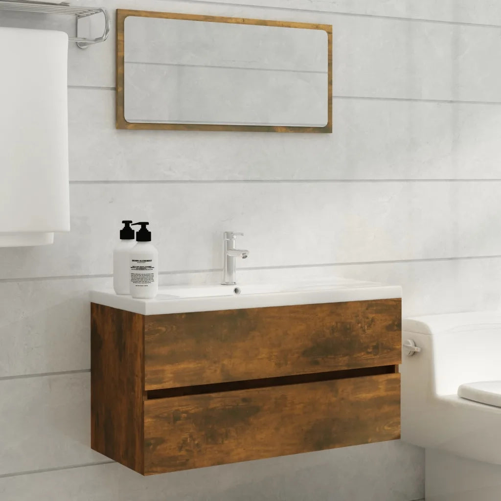 Mobile SottoLavabo | Armadio Lavabo Rovere Fumo 90x38,5x45 cm Legno Multistrato