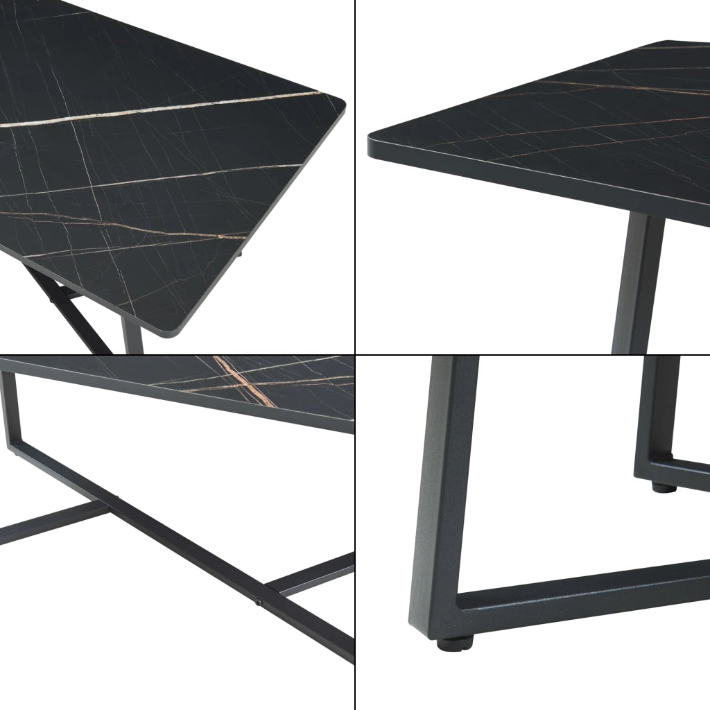Tavolino/consolle/tavolino laterale 120 x 60 x 48 cm effetto marmo nero 03_0010847