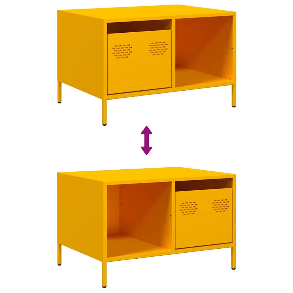 Tavolino Giallo Senape 68,5x50x43,5cm Acciaio Laminato a Freddo