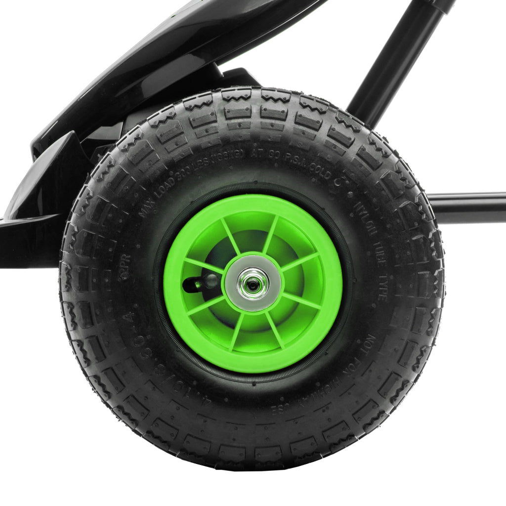 Go Kart a Pedali per Bambini 5-12 Anni 121x58x61 cm in Metallo e PP Verde e Nero