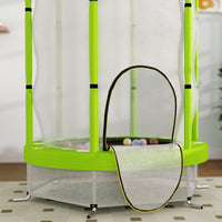 Tappeto Elastico per Bambini 3-6 Anni Ø140x190 cm con Rete di Sicurezza Verde