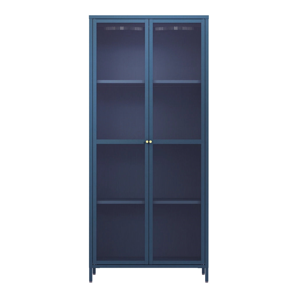 Mobiletto/scaffale in acciaio e vetro con ante in vetro 180 x 80 x 35 cm blu navy 03_0008935