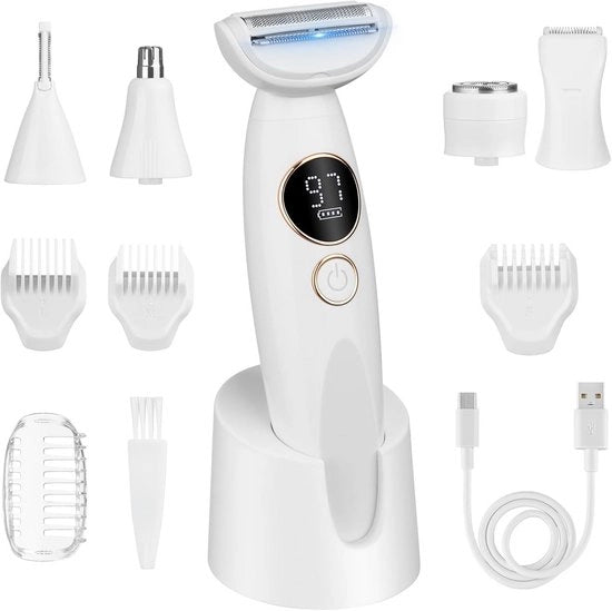 Scheerappareto elettrico ricaricabile per donne - uso naturale e secco con display digitale
